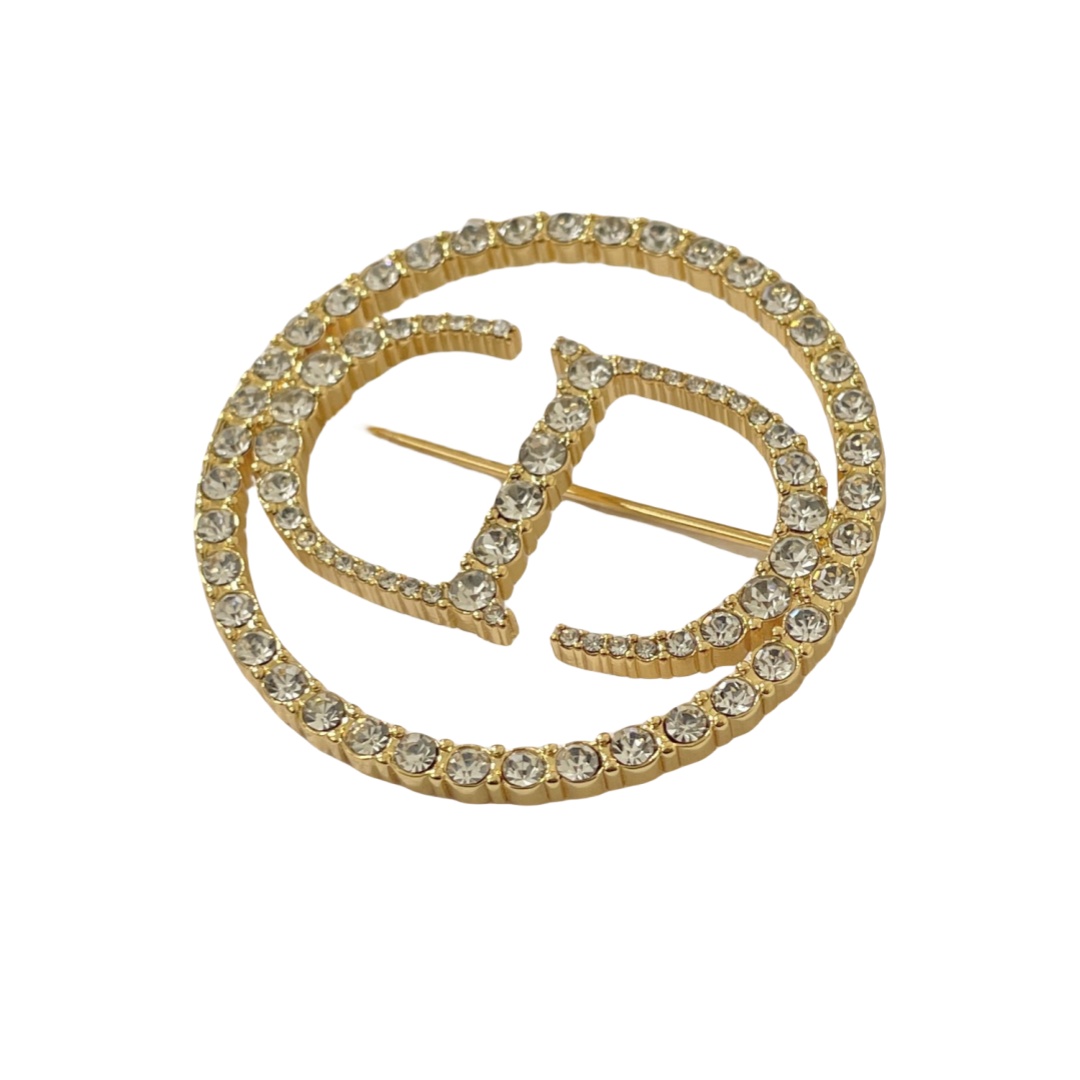 CDB052 Full crystal round CD brooch pin - ccjewelryacc