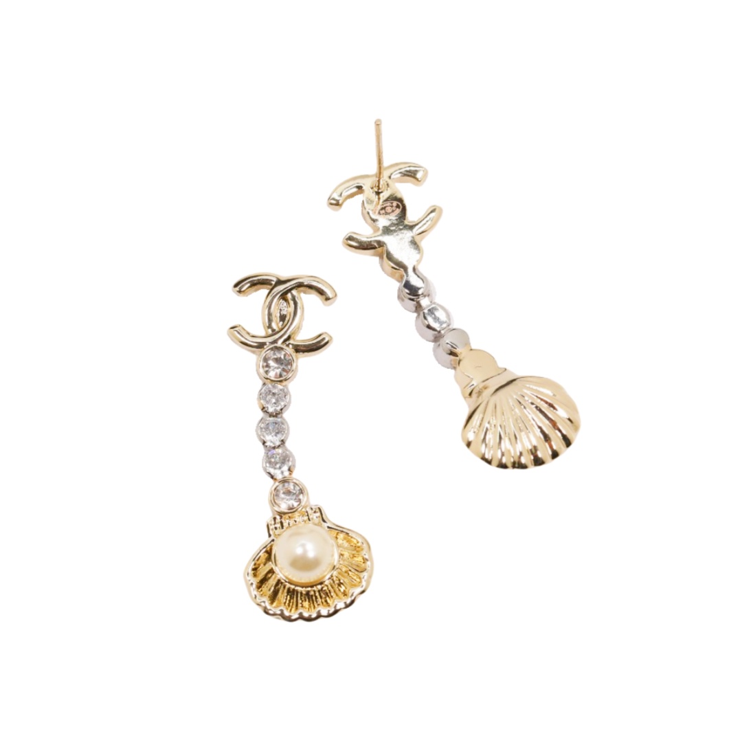 CCE117 25 Ocean series Anchors, fish, shells pearl earring - ccjewelryacc