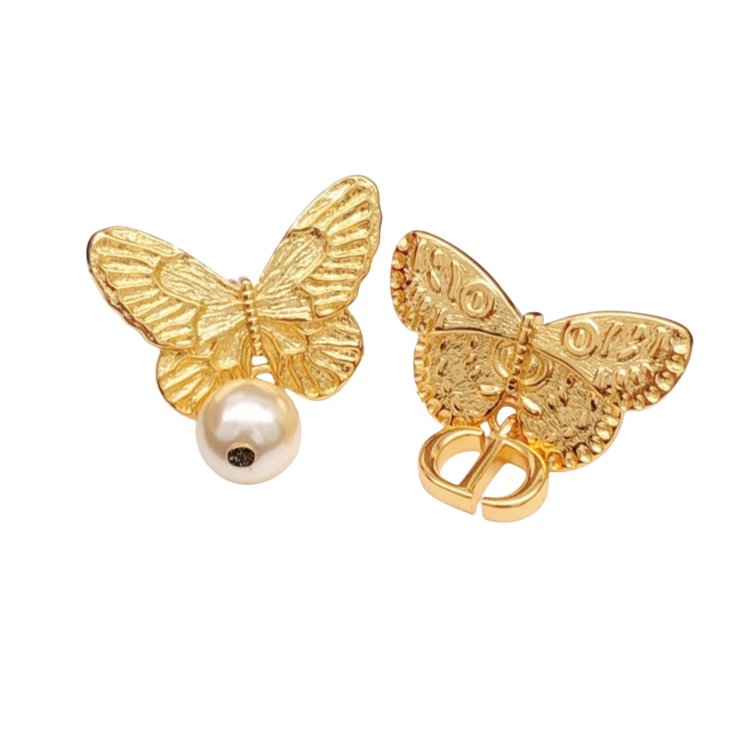 CDE001 CD butterfly pearl earrings - ccjewelryacc