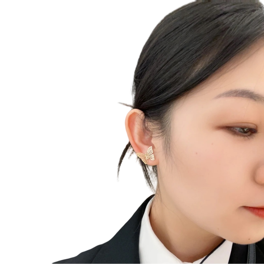 CDE001 CD butterfly pearl earrings - ccjewelryacc