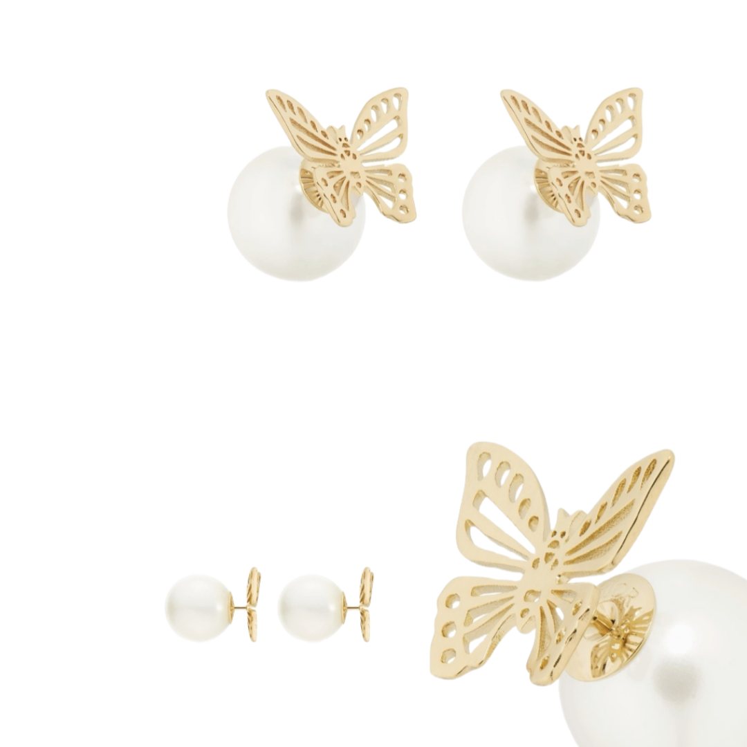 CDE001 CD butterfly pearl earrings - ccjewelryacc