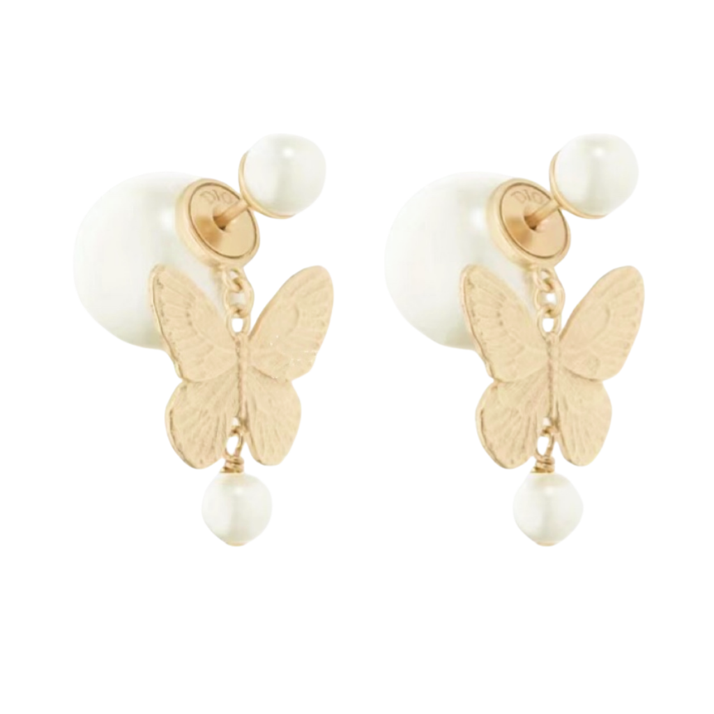 CDE001 CD butterfly pearl earrings - ccjewelryacc