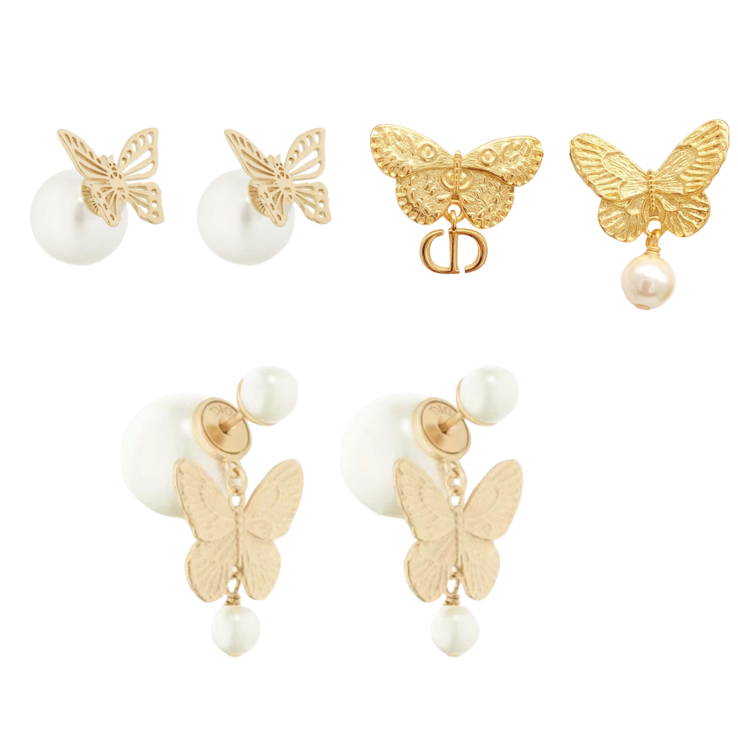 CDE001 CD butterfly pearl earrings - ccjewelryacc