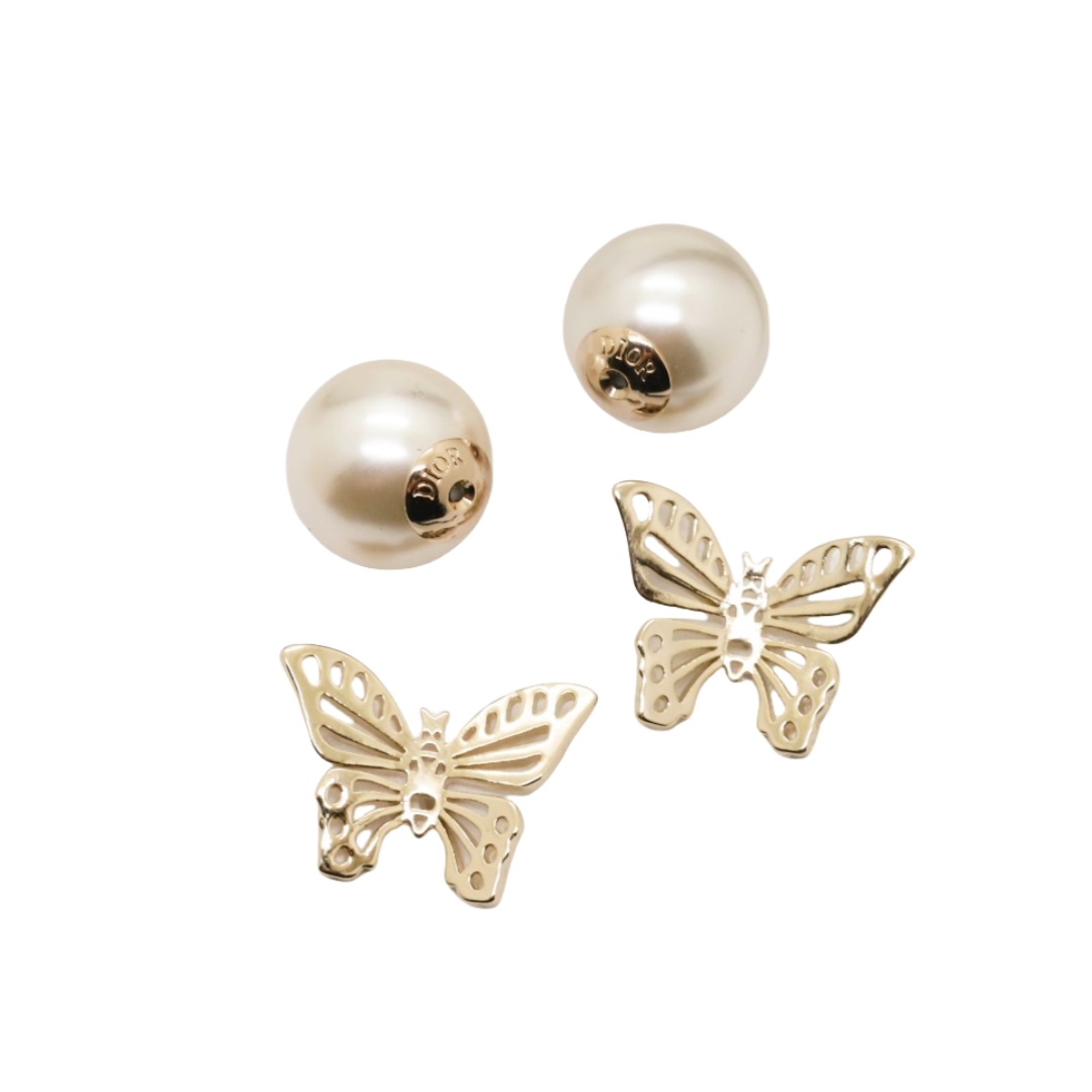 CDE001 CD butterfly pearl earrings - ccjewelryacc