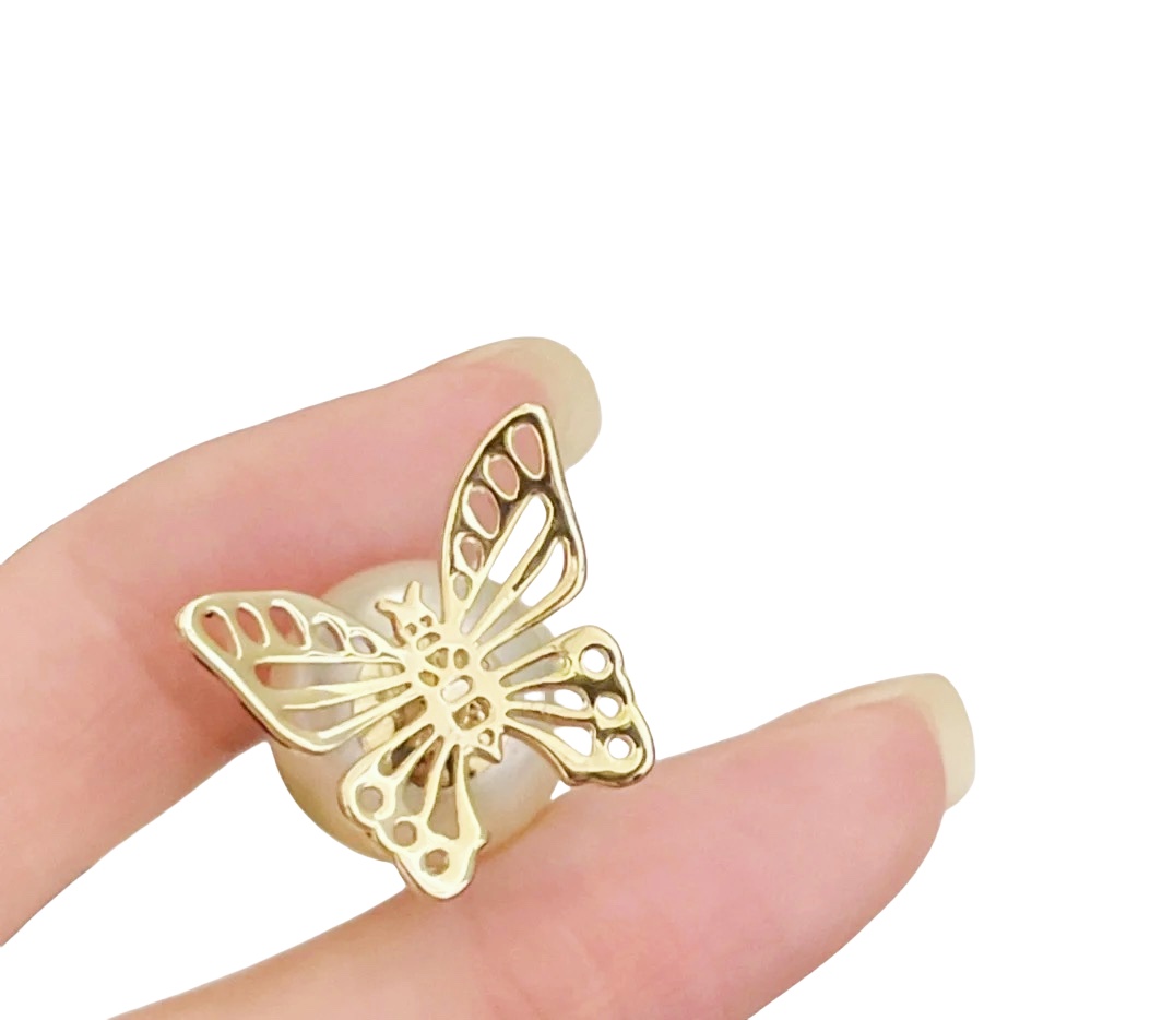 CDE001 CD butterfly pearl earrings - ccjewelryacc