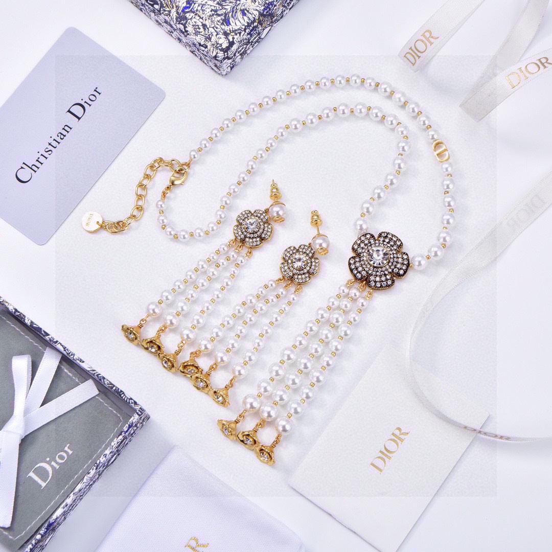 CDN020 Dior Jardin Enchanté necklace and Earrings - ccjewelryacc