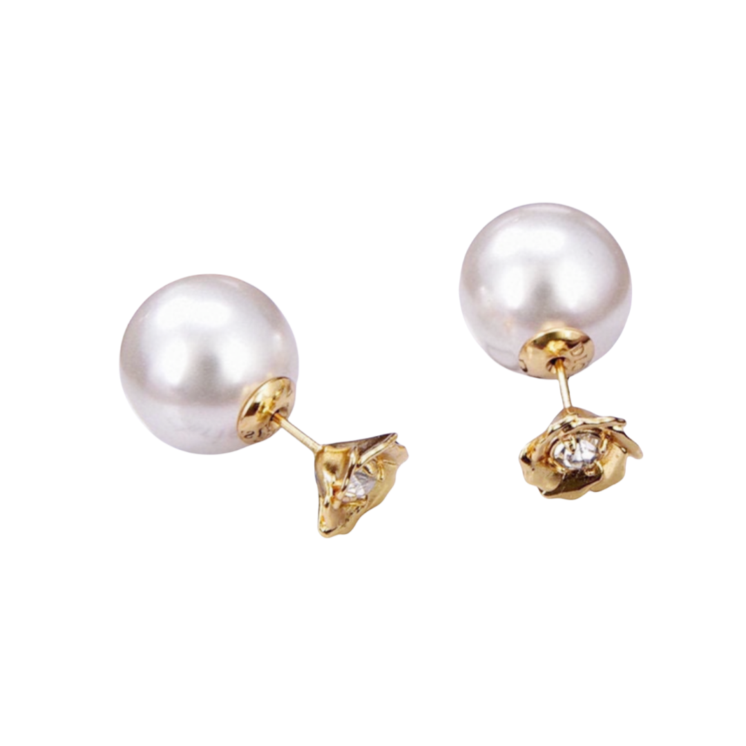 CDE190 Dior pearl camellia earrings for women - ccjewelryacc