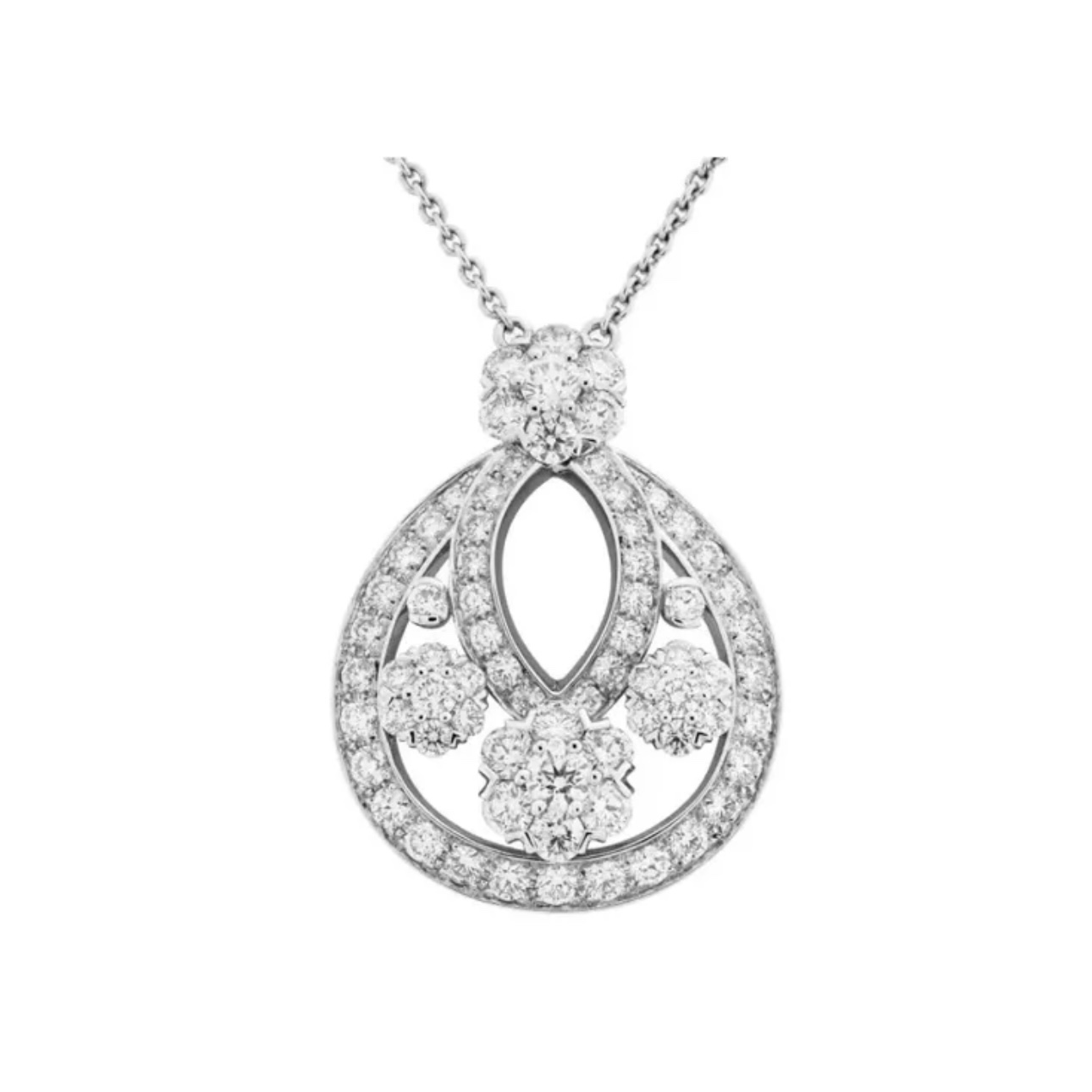 VCES008 18k white gold VCA Snowflake earring clip and snowflake pendant necklace - ccjewelryacc