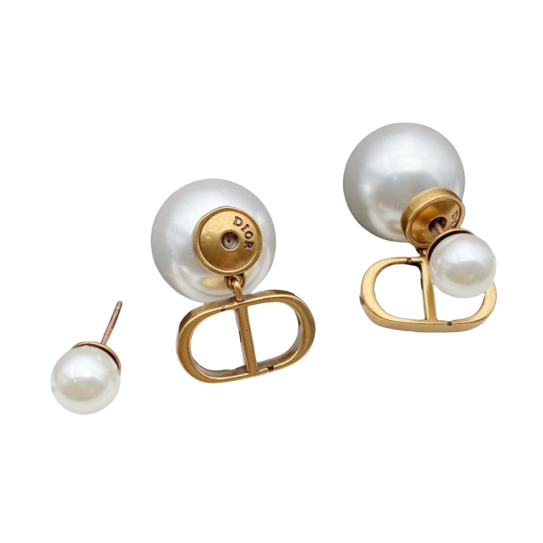 CDE187 Dior Tribales earrings in metal and pearls - ccjewelryacc