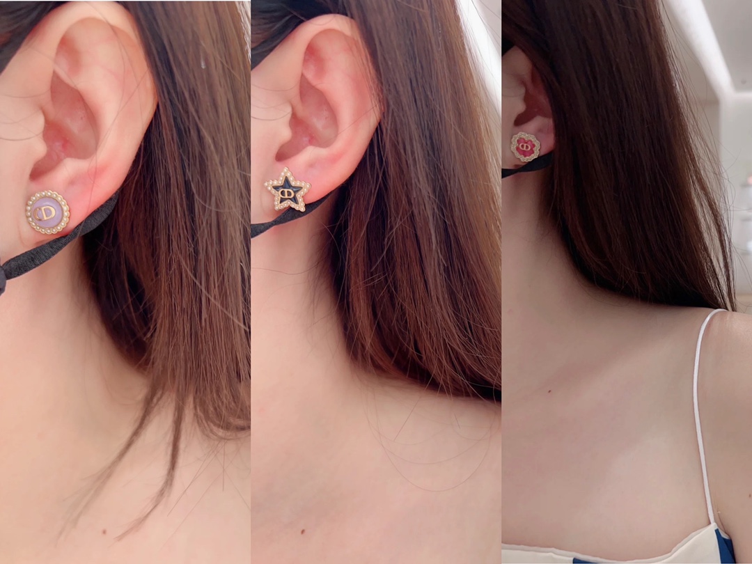 CDE008 3 Set of Petit CD Lucky Baroque Stud Earrings - ccjewelryacc