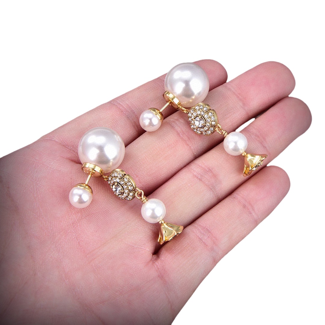 CDE011 Dior Tribales flower pearl earrings for women - ccjewelryacc