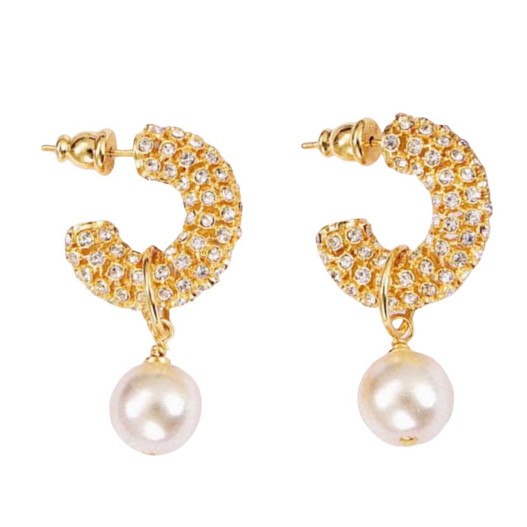 CDE153 Dior hook earrings in metal and crystal - ccjewelryacc
