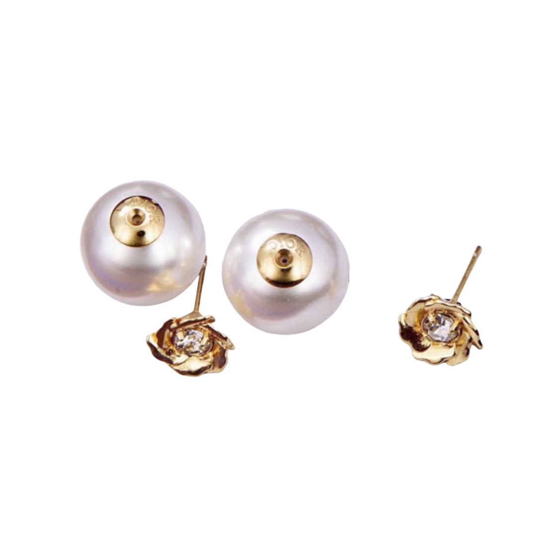 CDE190 Dior pearl camellia earrings for women - ccjewelryacc