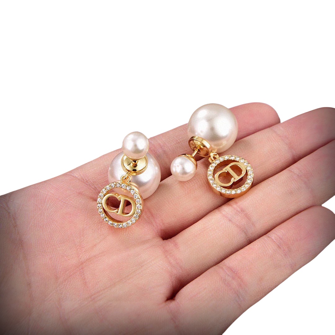 CDE033 Dior Tribales earrings with pearls and crystal for women - ccjewelryacc