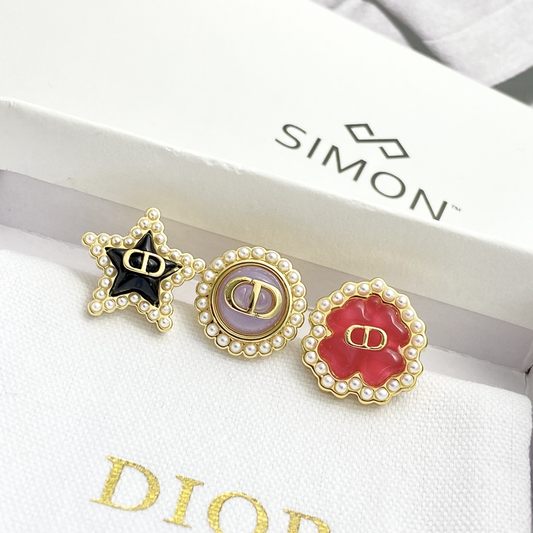 CDE008 3 Set of Petit CD Lucky Baroque Stud Earrings - ccjewelryacc