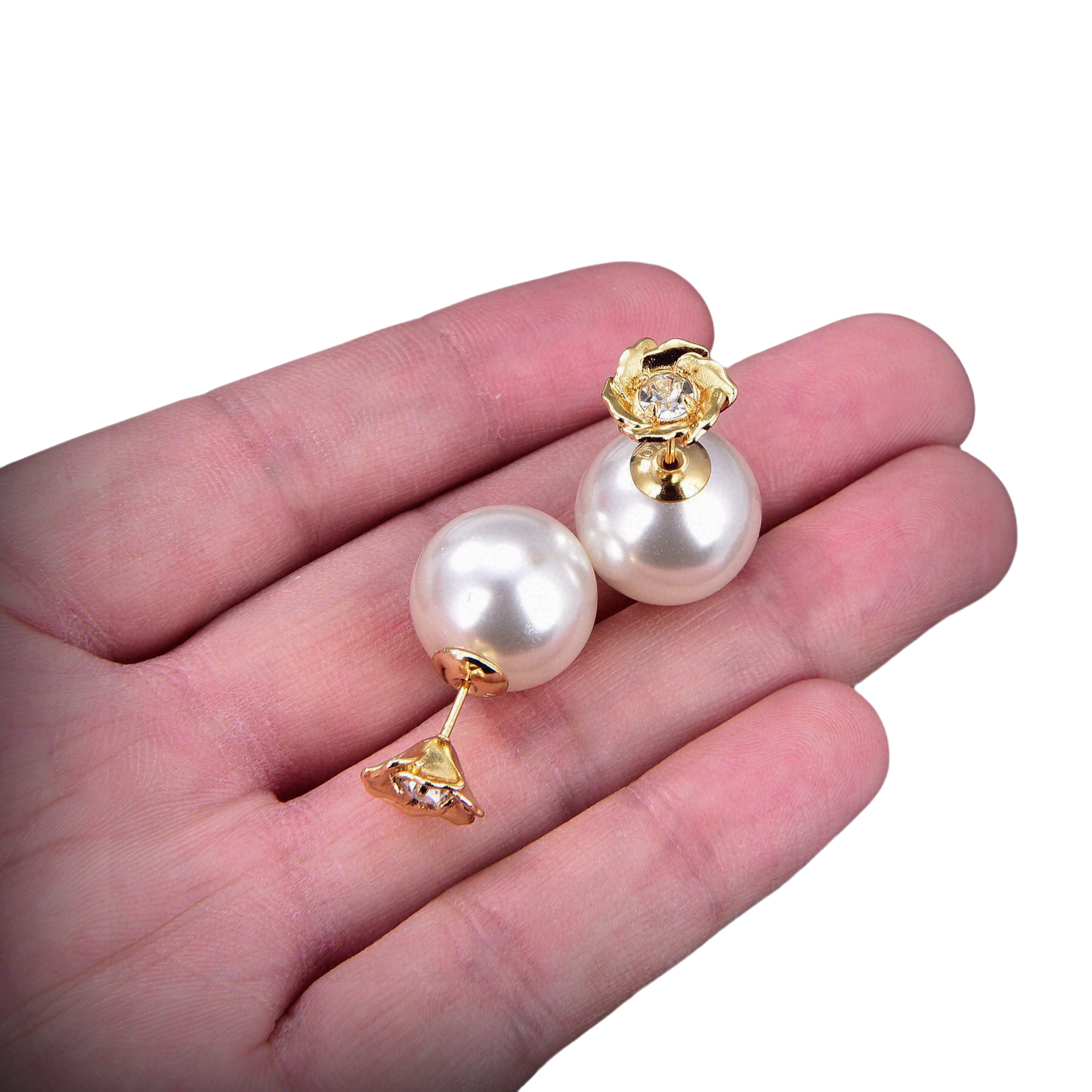 CDE190 Dior pearl camellia earrings for women - ccjewelryacc