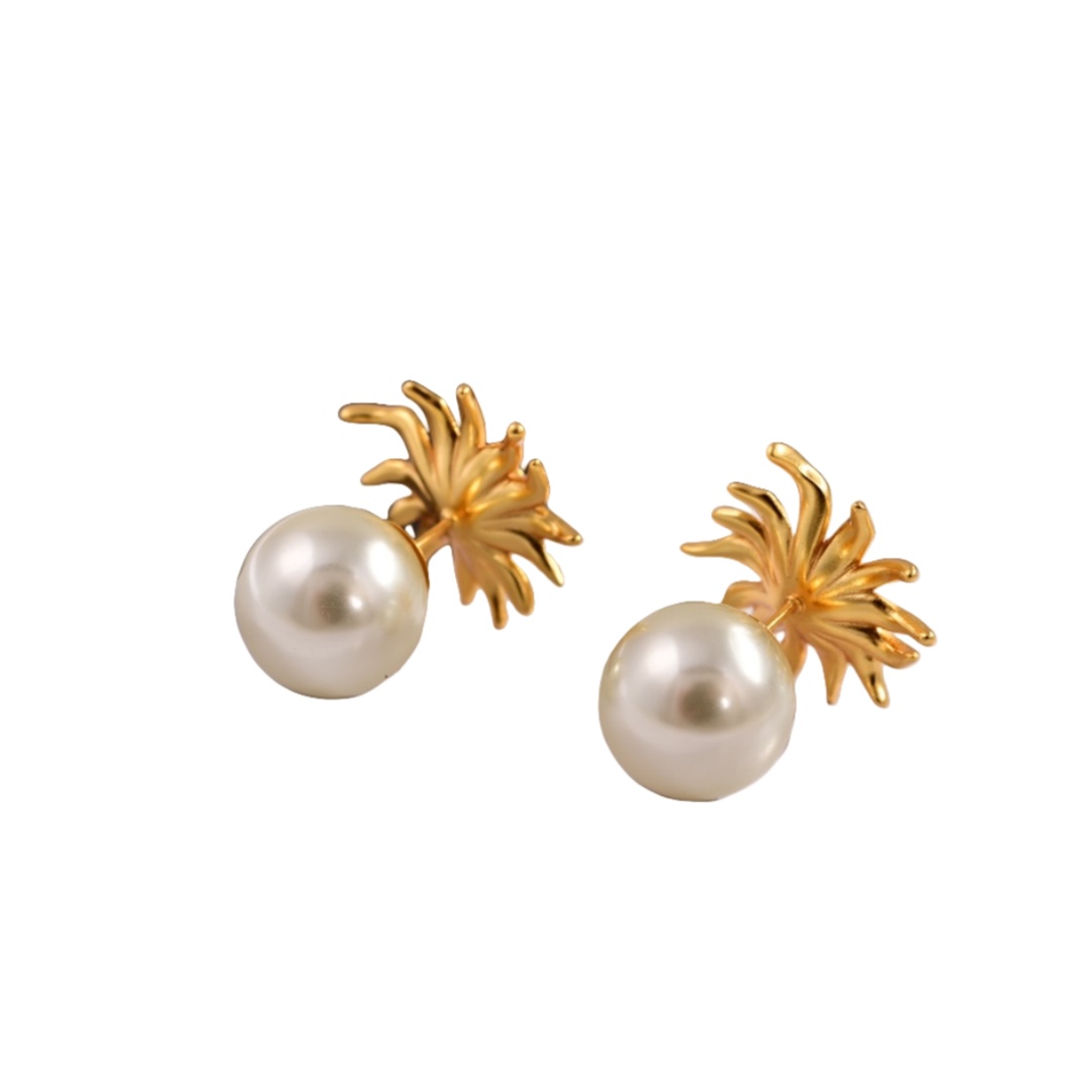 CDE007 Dior pearl and sun flower Tribales earrings for women - ccjewelryacc