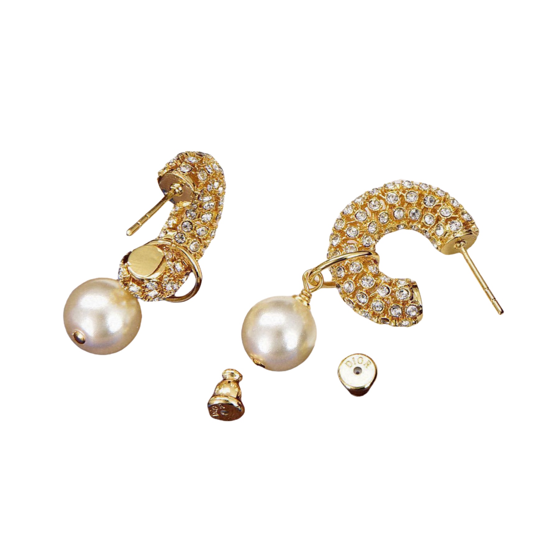 CDE153 Dior hook earrings in metal and crystal - ccjewelryacc