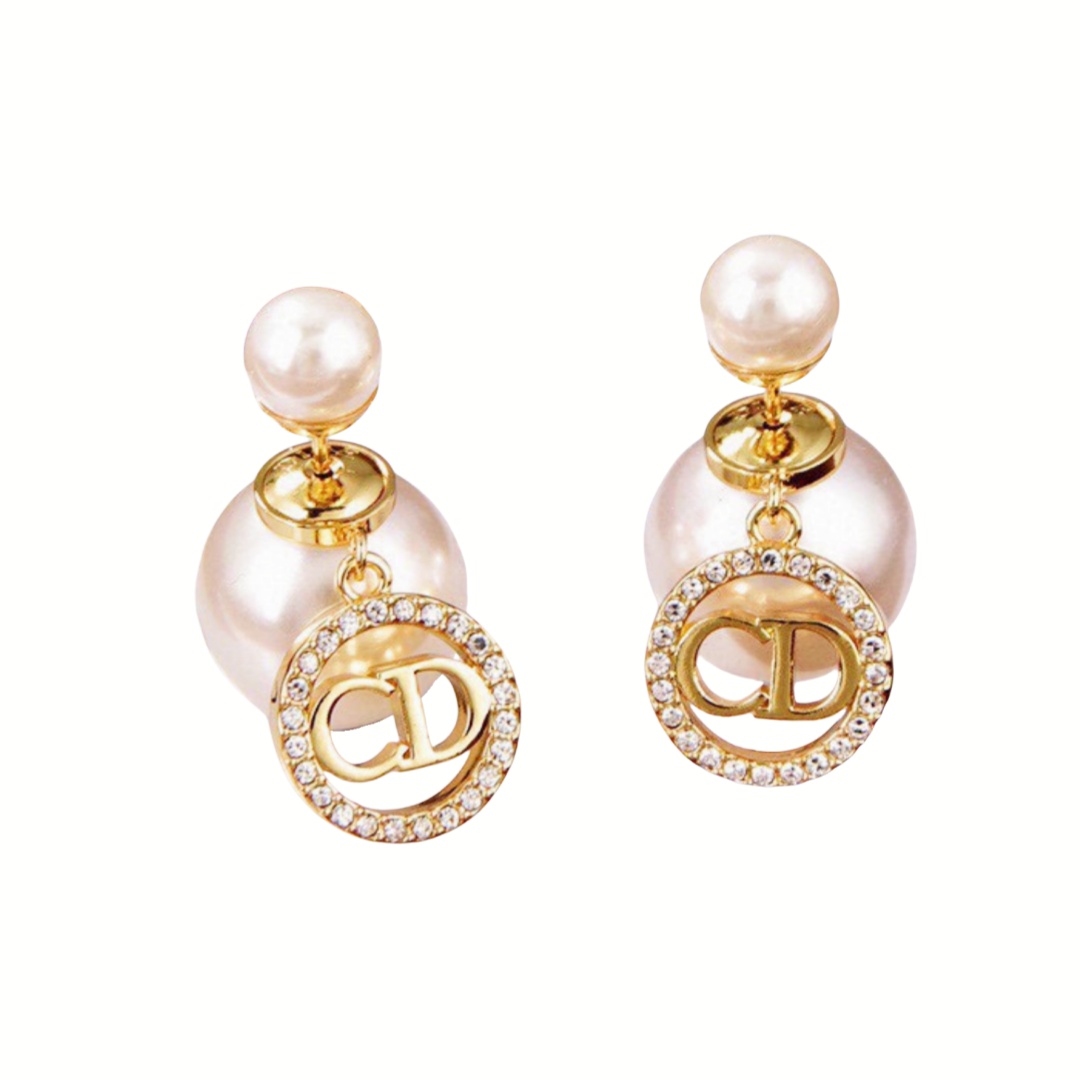 CDE033 Dior Tribales earrings with pearls and crystal for women - ccjewelryacc