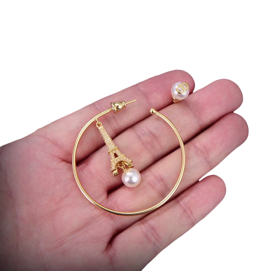CDE015 Dior Plan De Paris Hoop Earrings - ccjewelryacc