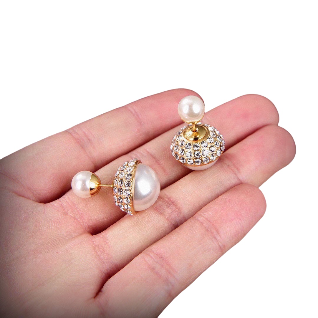 CDE058 Dior Tribales earrings metal finish with crystal - ccjewelryacc