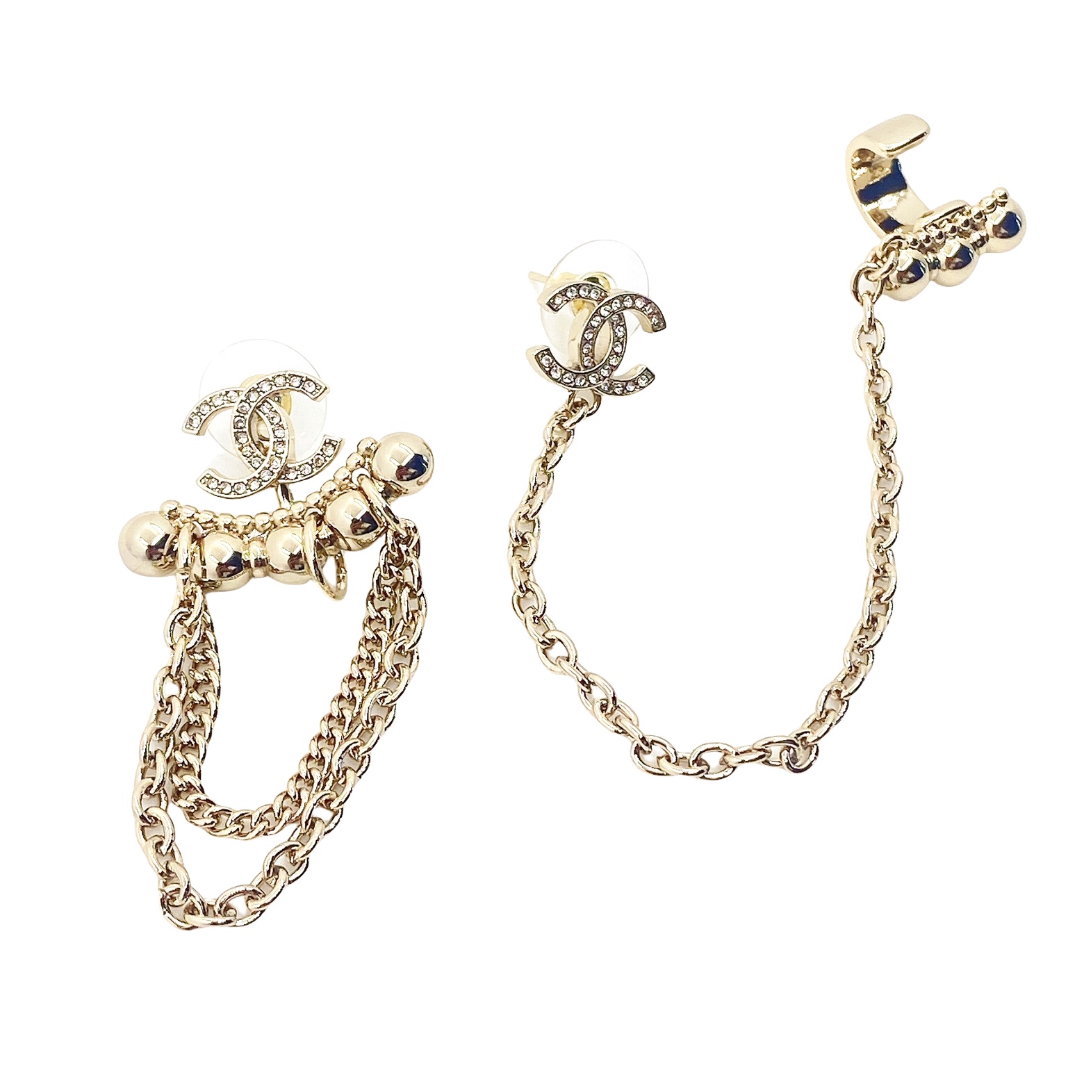 CCE120 Dissymmetry cc stud earring with chain and ear cuff - ccjewelryacc