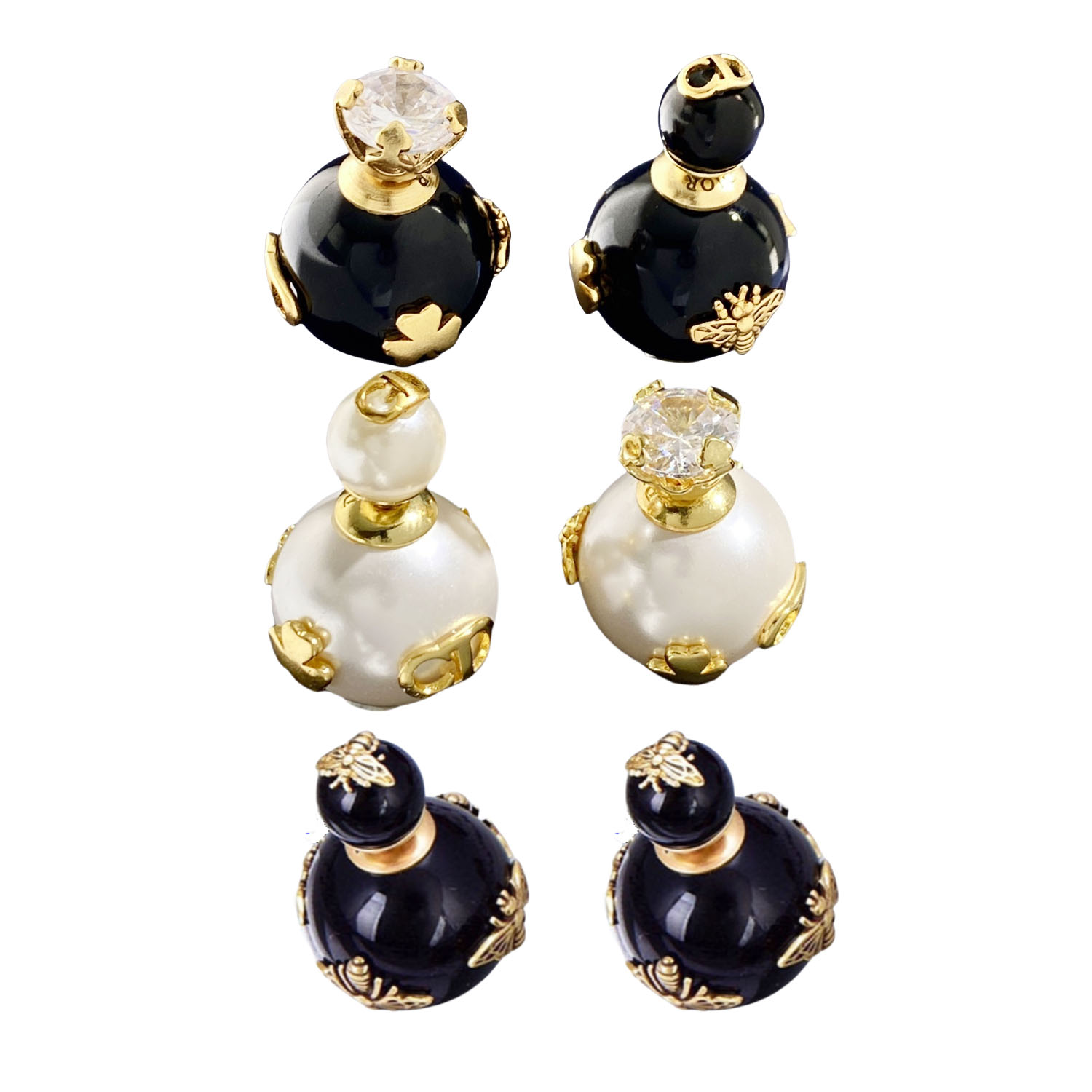 CDE248 CD pearl clover and bee Tribales earrings - ccjewelryacc