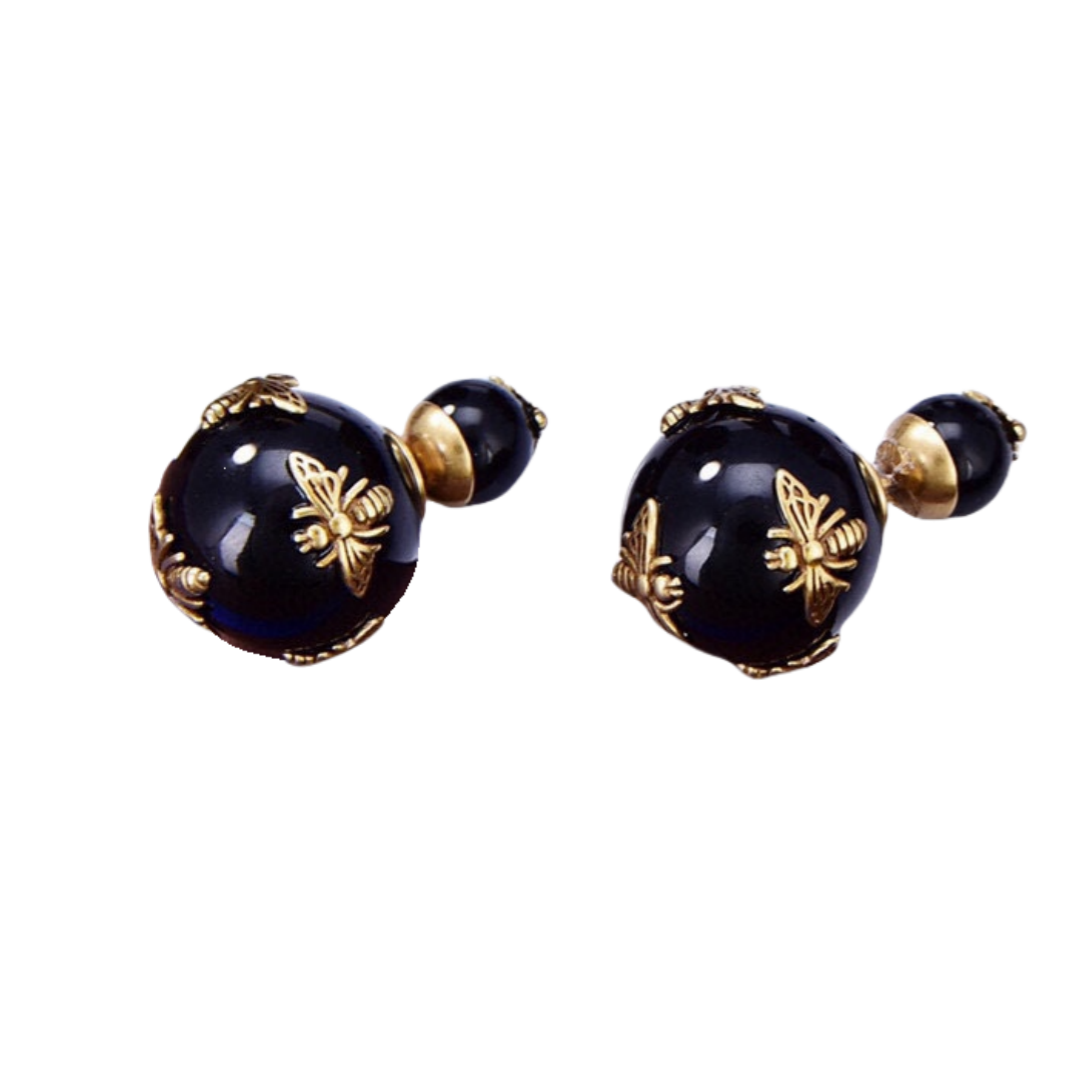 CDE248 CD pearl clover and bee Tribales earrings - ccjewelryacc