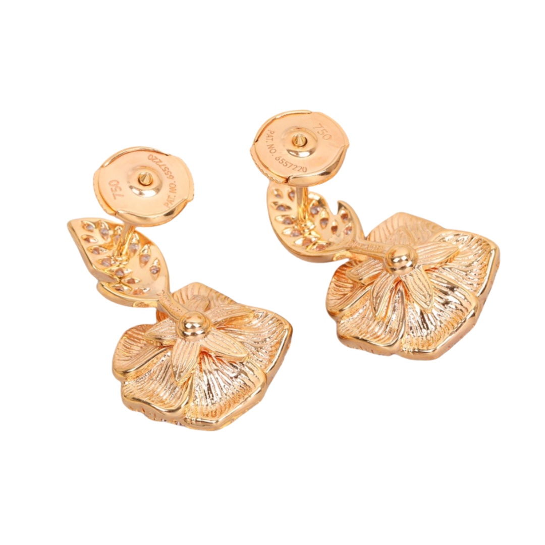 CDEV003 18k White /Rose gold diamond Rose Flower Dior Bagatelle Earrings - ccjewelryacc