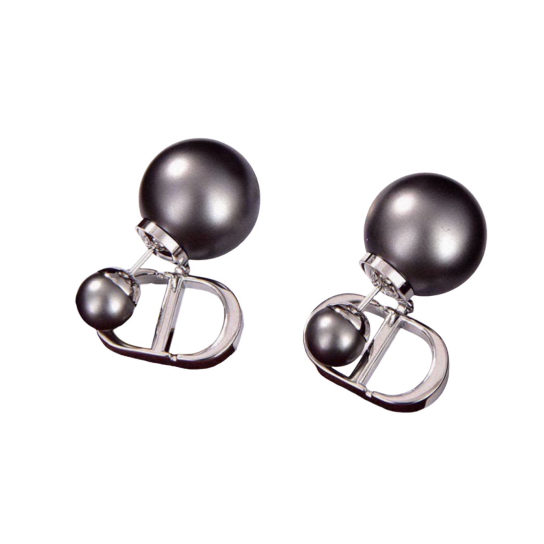 CDE026 Dior Tribales PRECLOUS earrings in metal and Gray pearls - ccjewelryacc