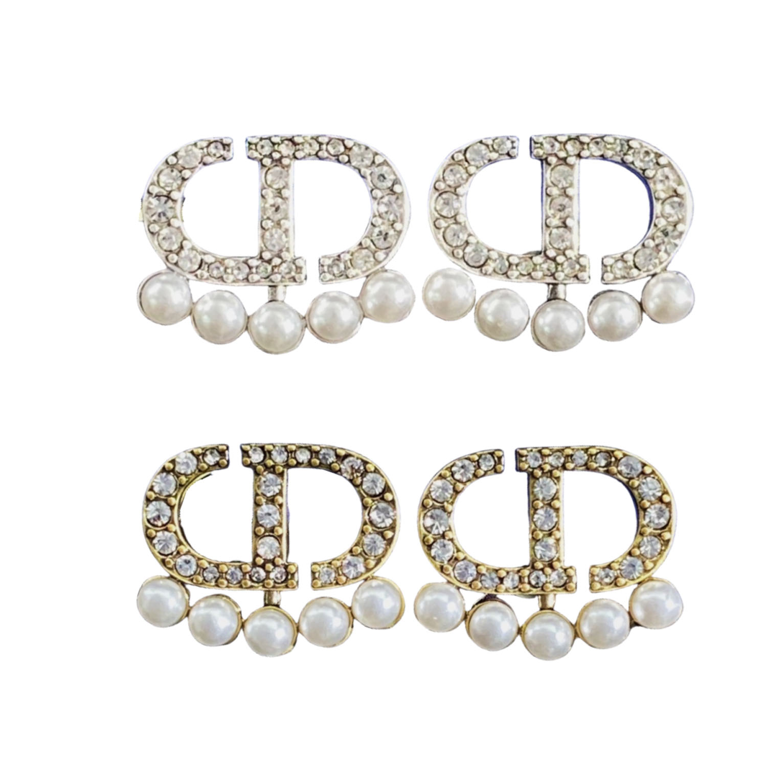 CDE310 CD Earrings in metal crystal and pearl - ccjewelryacc
