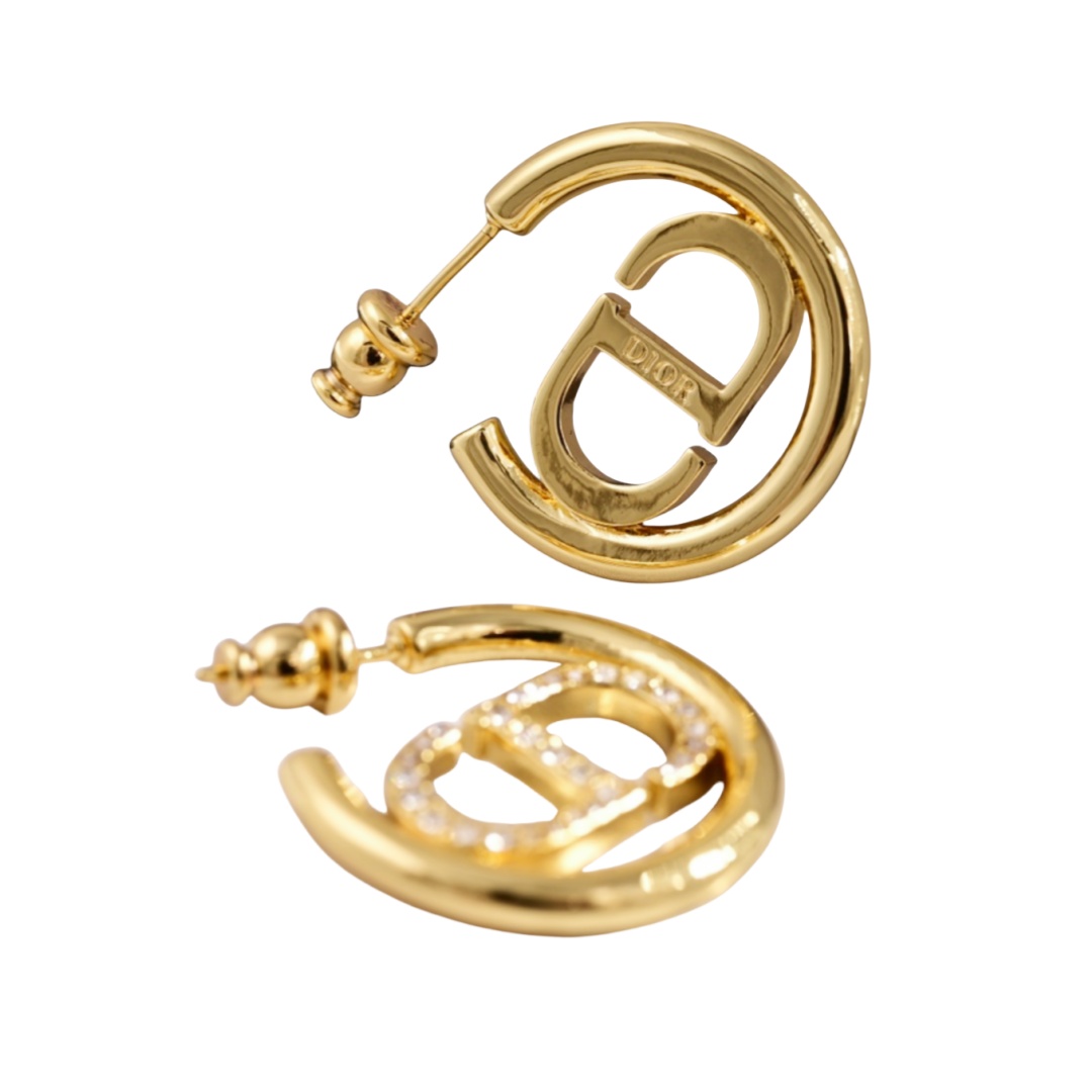 CDE027 Dior 30 montaigne hook earring in Metal and crystal/pearls - ccjewelryacc
