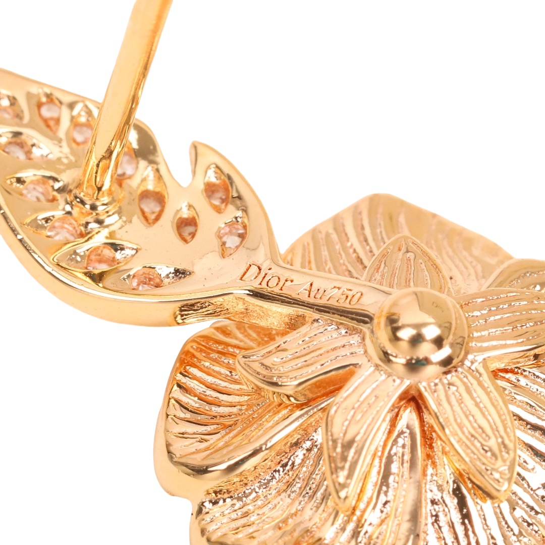 CDEV003 18k White /Rose gold diamond Rose Flower Dior Bagatelle Earrings - ccjewelryacc