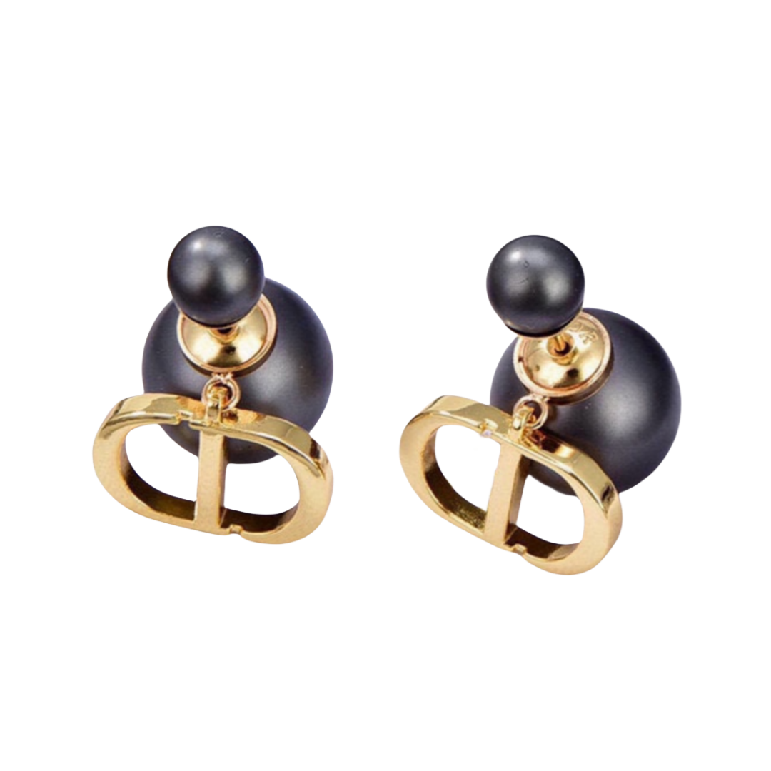 CDE026 Dior Tribales PRECLOUS earrings in metal and Gray pearls - ccfashionjewelry