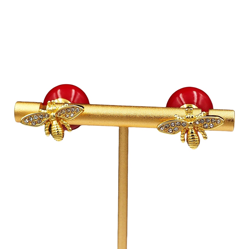 CDE023 Dior ankola tribales bee red pearl earrings - ccfashionjewelry