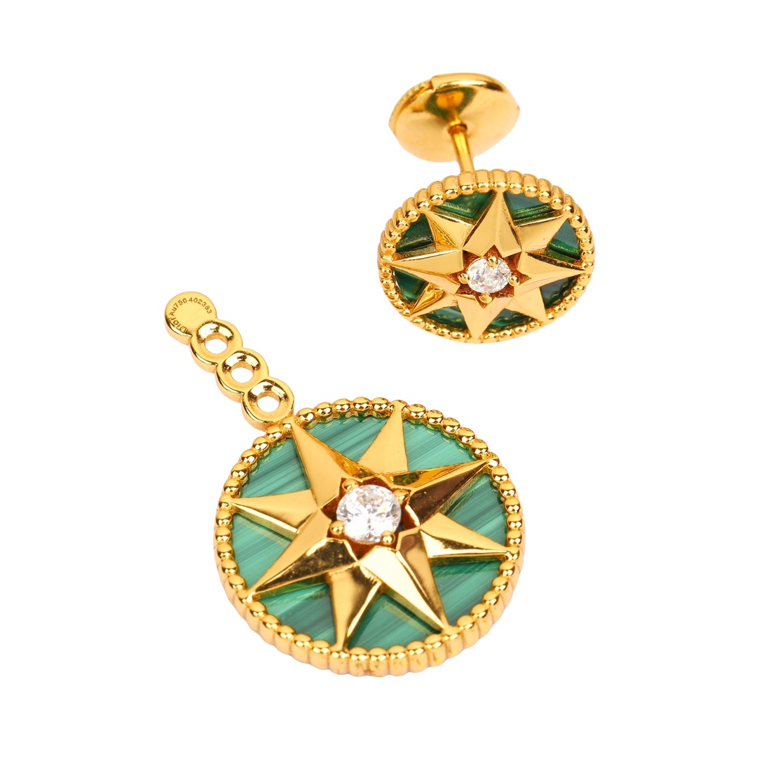 CDEV001 18K Gold Dior ROSE DES VENTS Earrings for Women - ccjewelryacc