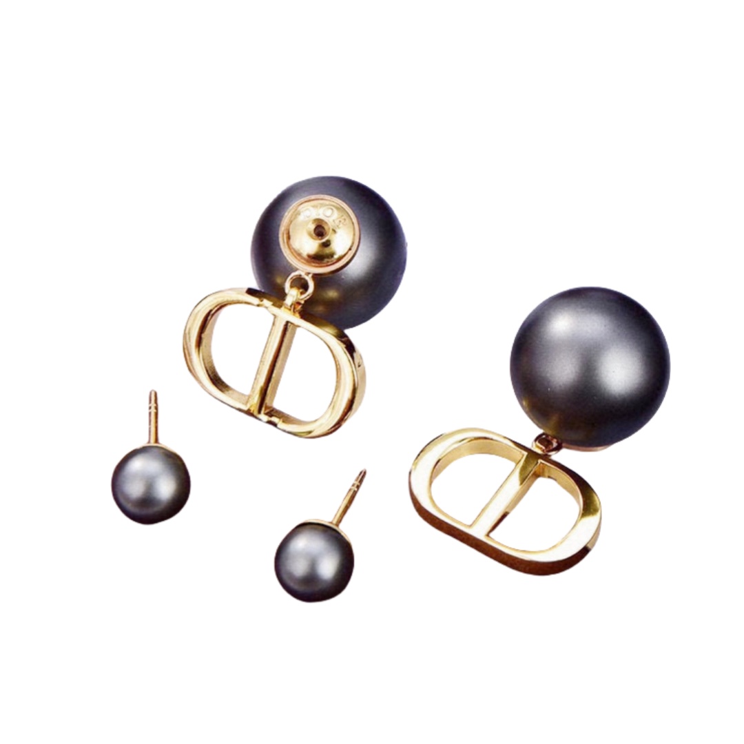 CDE026 Dior Tribales PRECLOUS earrings in metal and Gray pearls - ccjewelryacc