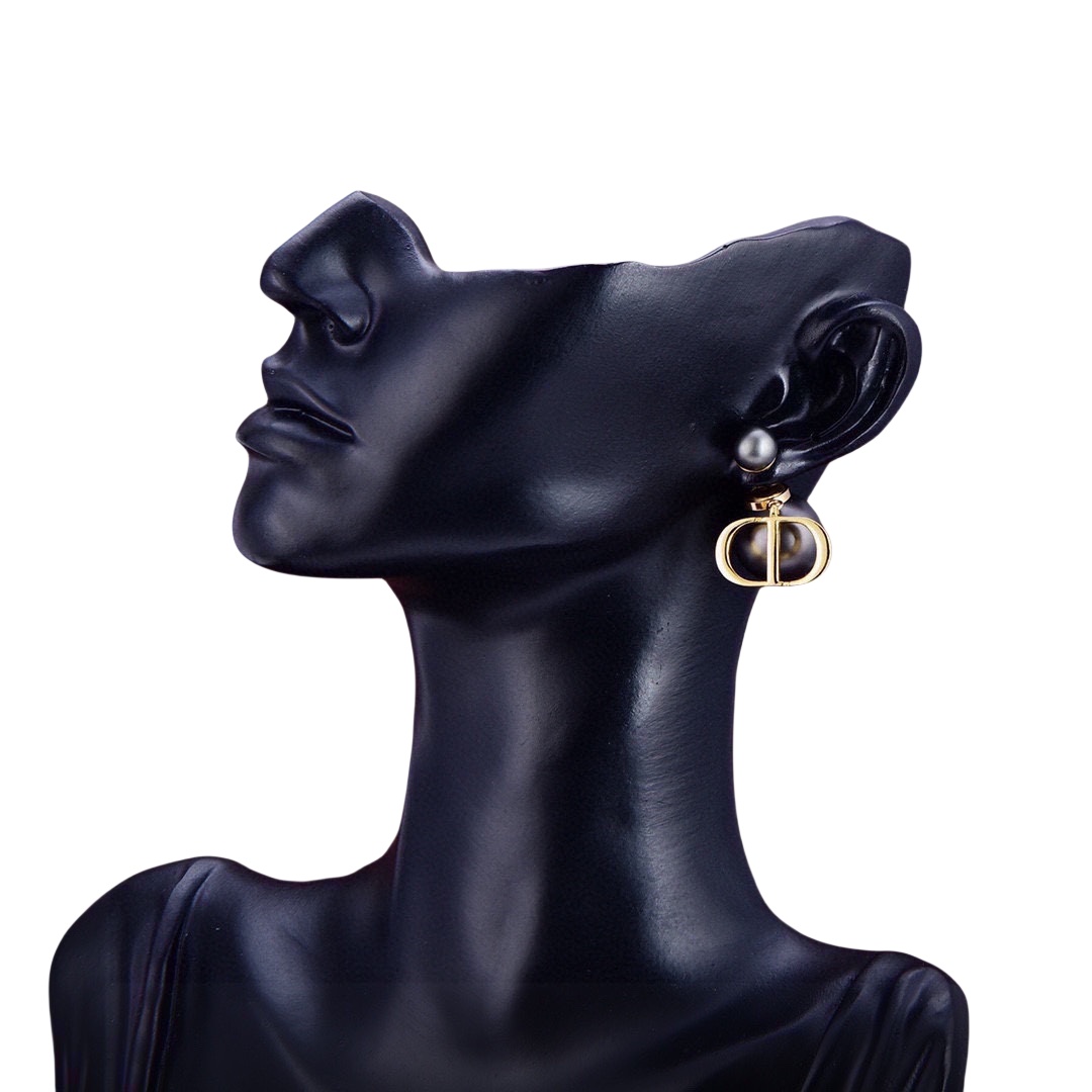 CDE026 Dior Tribales PRECLOUS earrings in metal and Gray pearls - ccjewelryacc