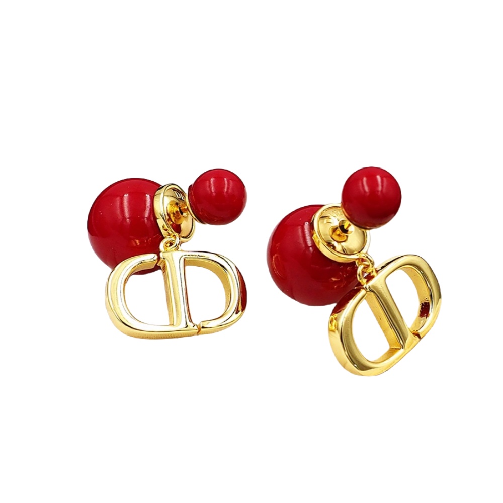 CDE024 Dior ankola tribales red pearl earrings for new year Christmas - ccjewelryacc