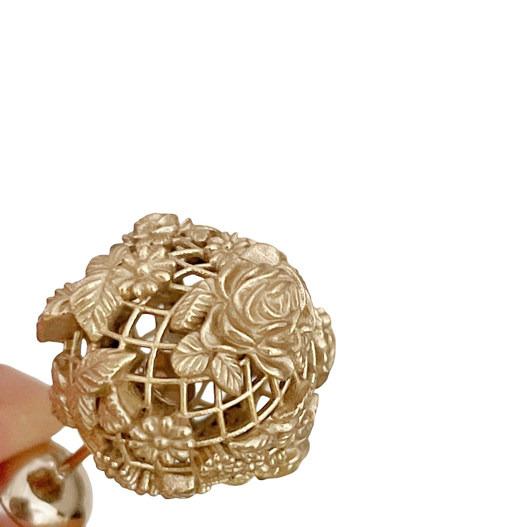 CDE051 Dior metal hollow rose ball Tribales earrings - ccjewelryacc