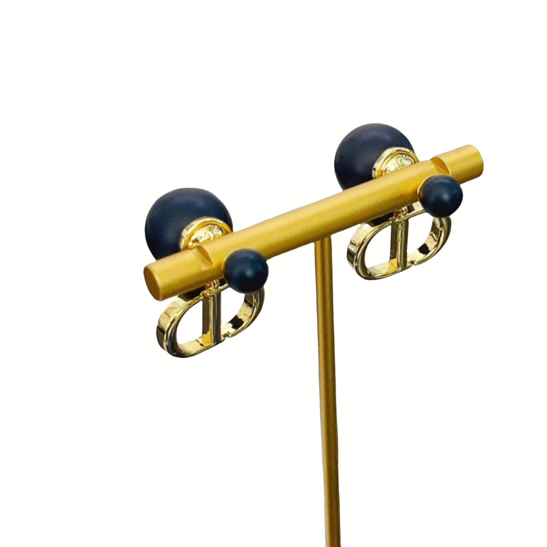 CDE180 Dior Tribales earring with black pearl and Black finish - ccjewelryacc