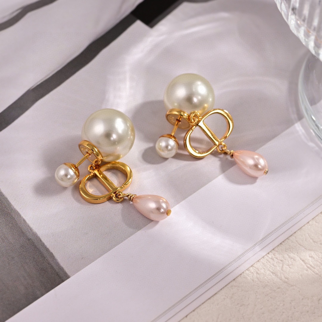 CDE061 Dior Tribales earring with pink pearl - ccjewelryacc