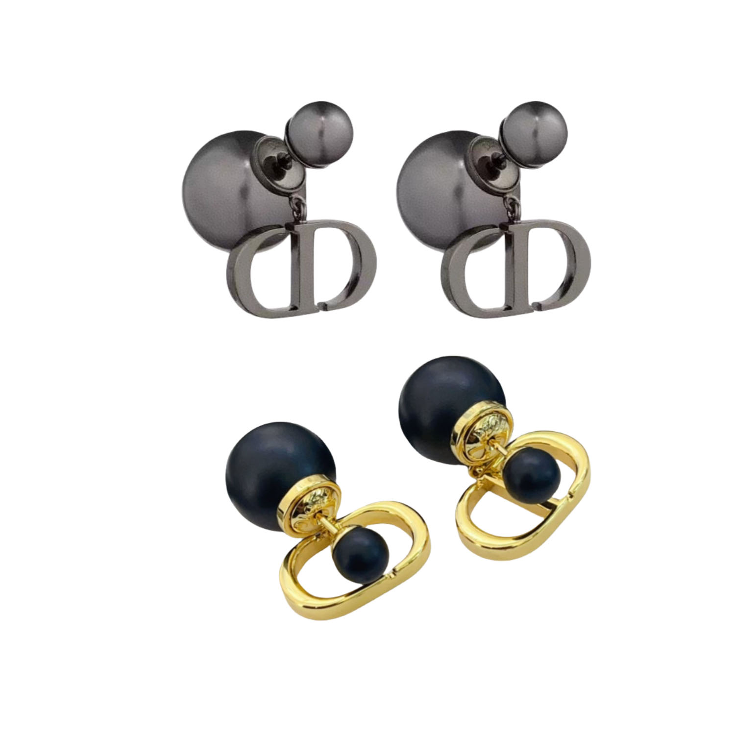 CDE180 Dior Tribales earring with black pearl and Black finish - ccfashionjewelry