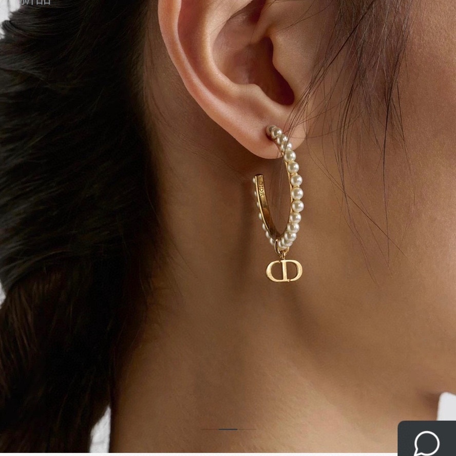 CDE055 Dior Petit CD hook earrings in metal and pearl - ccjewelryacc