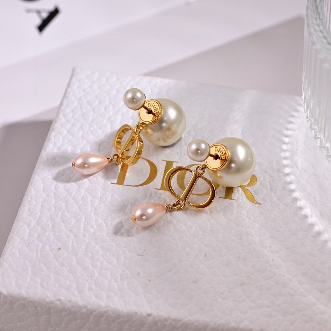 CDE061 Dior Tribales earring with pink pearl - ccjewelryacc