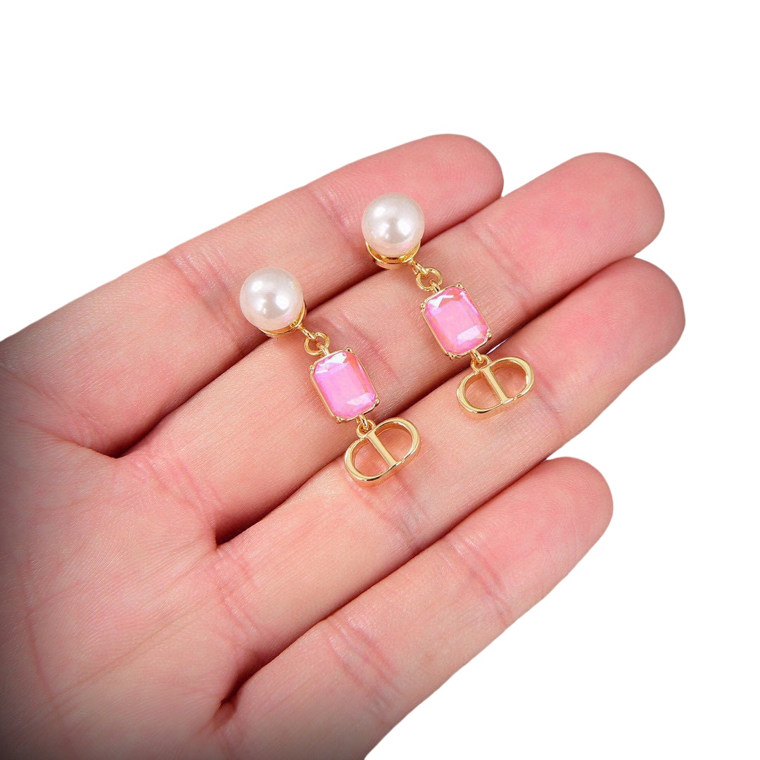 CDE059 Dior Pink cd Tribales earrings - ccjewelryacc