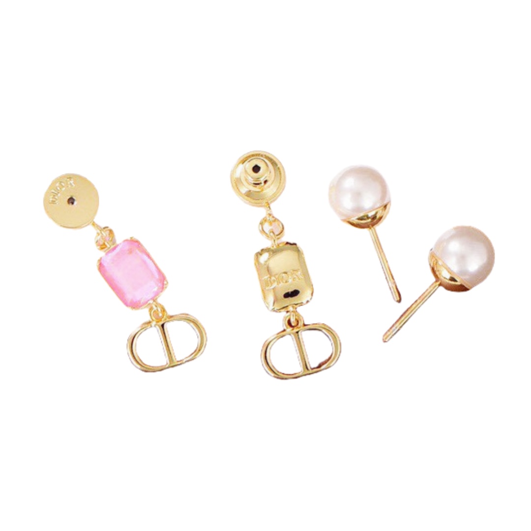 CDE059 Dior Pink cd Tribales earrings - ccjewelryacc