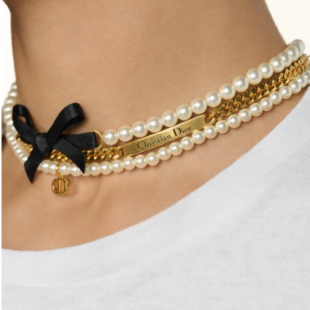 CDE032 Dior Tribales  bow tassels earrings and necklace - ccjewelryacc