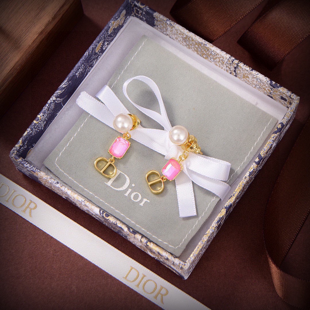 CDE059 Dior Pink cd Tribales earrings - ccjewelryacc
