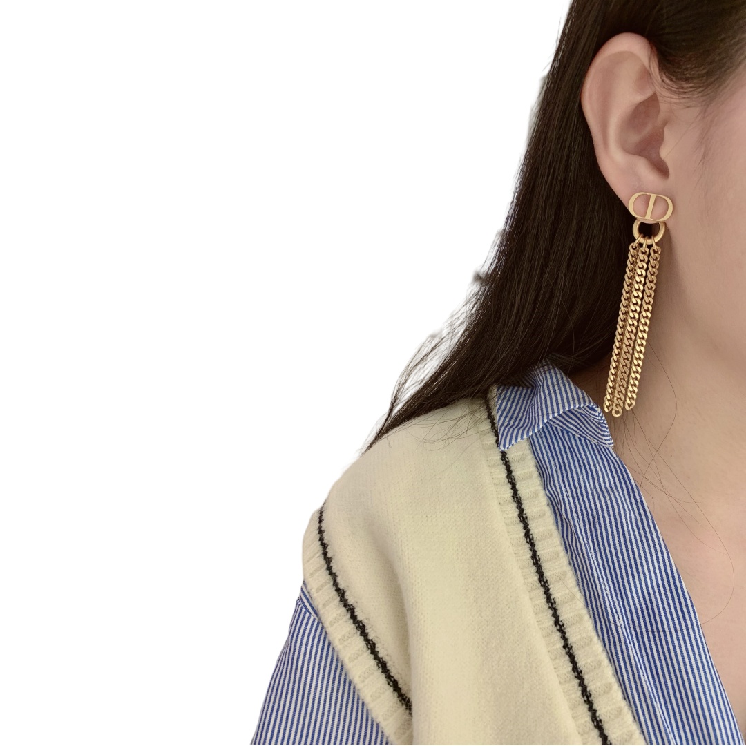 CDE041 CD Chain tassels earrings - ccjewelryacc